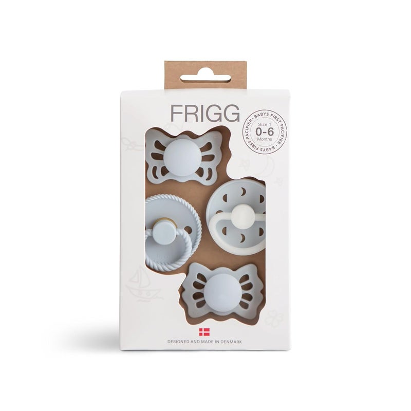 FRIGG ​​Baby's First Pacifier​ - Moonlight Sailing 4-Pack | Made in Denmark | BPA-Free (Powder Blue, 0-6 Months) - Image 1